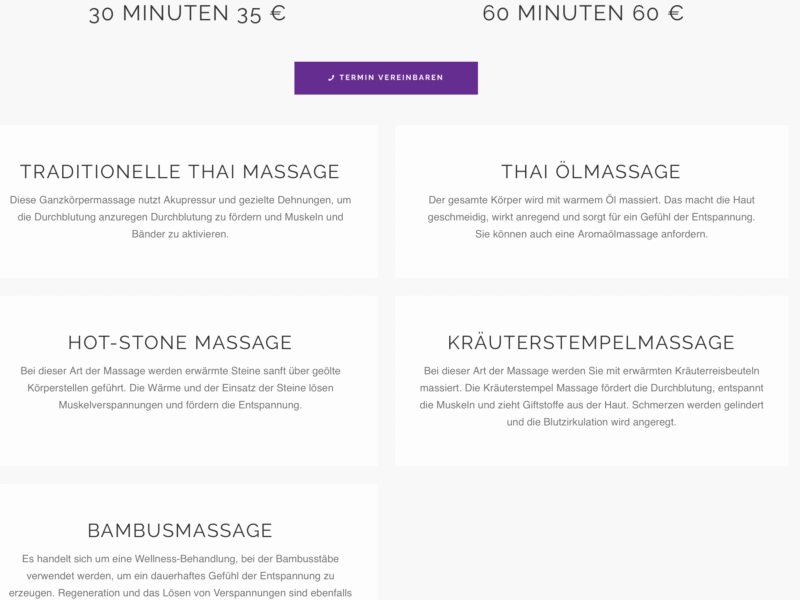 JT Wellness & Beauty, Thaimassage